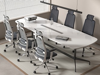 Modern conference table and chair combination 3d model