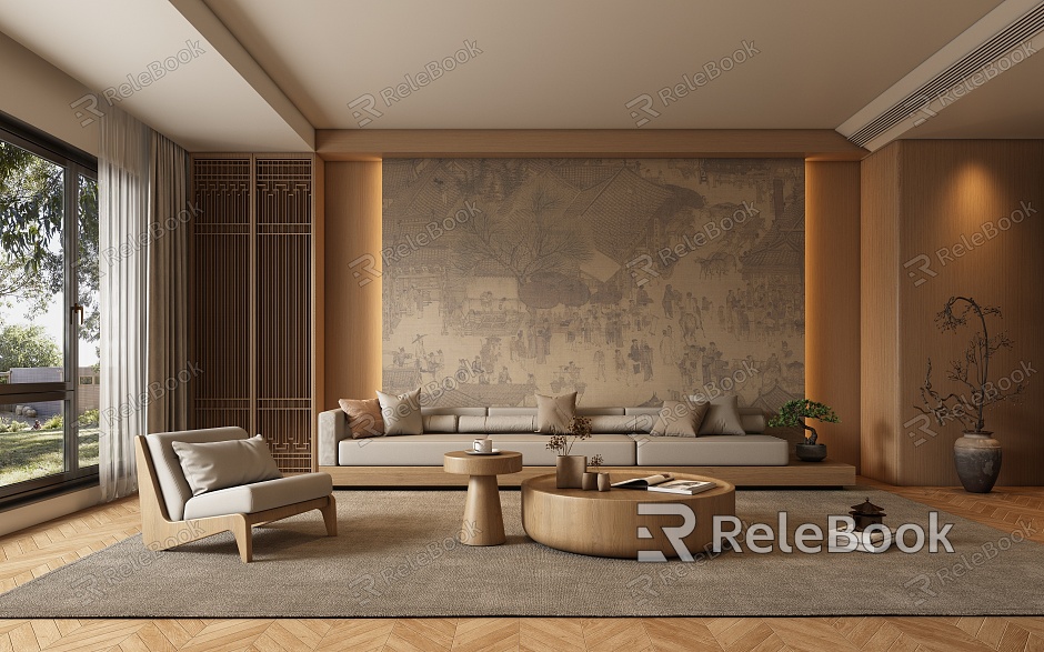 Middle Style Living Room Sofa model