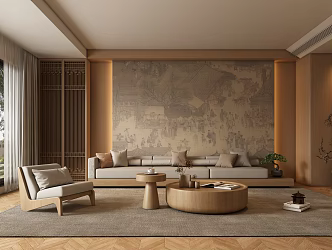 Middle Style Living Room Sofa 3d model