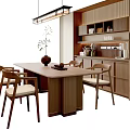 New Chinese-style Dining Table and Chair For More than Four Dining Tables and Chairs Rectangular Dining Tables and Chairs Sideboard Chandelier 3d model