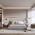 Modern Bedroom Interior With Platform Bed Open Wardrobe And Large Window Blinds 3d model
