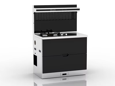 Modern Integrated Kitchen Appliance With Stove Range Hood And Storage Cabinet 3d model