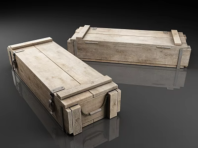 Vintage Wooden Crates With Metal Clasps Handles And Wooden Planks For Storage 3d model