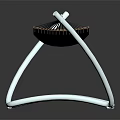 Modern Hammock with Curved Metal Stand White Fabric and Brown Trim in Minimalist Design