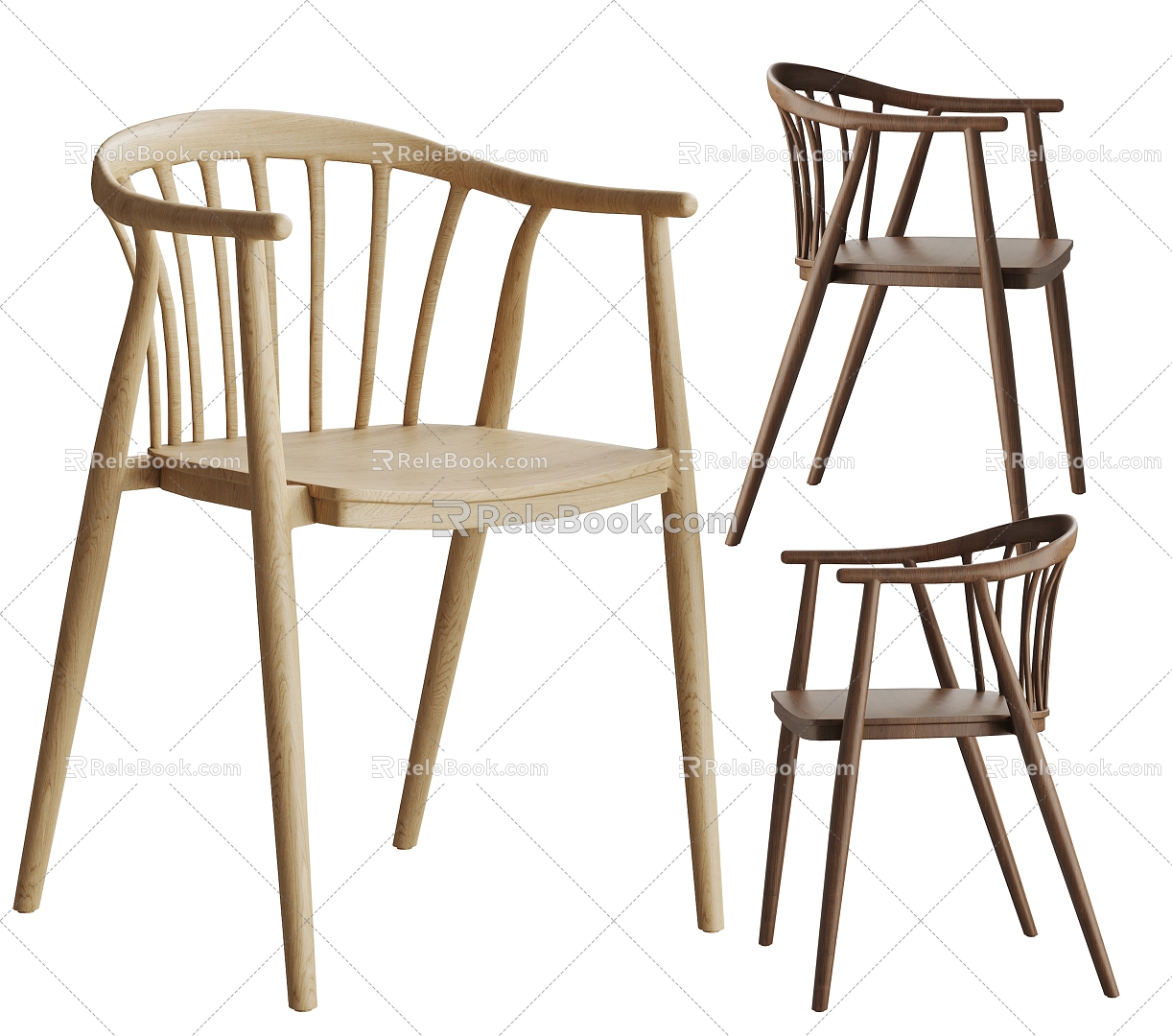 Nordic Style Log Single Chair Dining Chair model