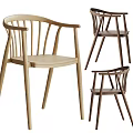 Nordic Style Log Single Chair Dining Chair 3d model