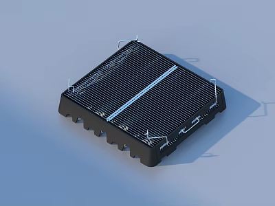 Black Square Laptop Cooling Pad Featuring Grid Design Fixing Points And Non slip Base 3d model