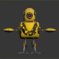 Yellow Mechanical Chick Character With Red Comb Mechanical Wings Legs And CHICK Text