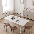 Nordic Dining Table and Chair Combination Acrylic Dining Table and Chair Combination 3d model