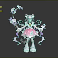 Cute Pink Game Movie Character With Cat Ears White Boots Cherry Blossom Branch And Petals