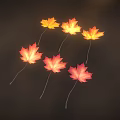 Vibrant Yellow And Red Maple Leaves Hanging On Dark Background 3d model