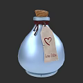 Elegant Love Potion Perfume in Blue Bottle with Wooden Cork and Heart Label