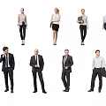 Group of Business People in Formal Attire with Various Height Measurements