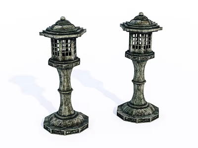 Traditional Outdoor Lamps With Classic Column Base And Decorative Design For Garden 3d model