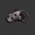 Game Film Character Feline Humanoid 3D Model Green Eyes White Body Standing Pose and Tail