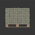 Stacked Green Bricks Arranged On Wooden Pallet With White Circular Mat