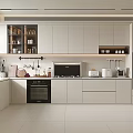 Modern Kitchen Interior With White Cabinets Built in Appliances And Countertop