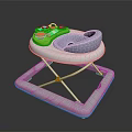 Baby Walker With Green Control Panel Colorful Buttons And Gray Polka Dot Seat