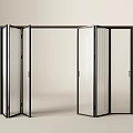 Modern Space Saving Folding Glass Doors With Black Frame Design 3d model