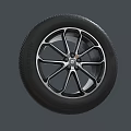 Stylish Modern Car Tire With Five Spoke Wheel Rim And Tread Pattern