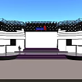Modern Fashion Stage With Dot Matrix Lights White Backdrop Decorative Sides And Front Stairs