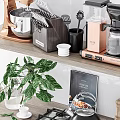 Stylish Kitchen Utensils Collection Featuring Orange Mixer Knife Block Coffee Maker Cookbook And Green Plant