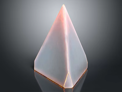 Transparent Pink Crystal Pyramid With Glossy Surface And Reflective Base 3d model