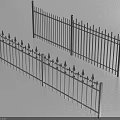 Black Wrought Iron Railing with Spiked Top and Decorative Design for Outdoor Fence