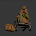 Rustic Wooden Cart Stacked With Colorful Pumpkins For Autumn Harvest