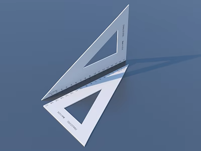 White Triangular Rulers Set for Geometric Drawing and Measurement Tools 3d model