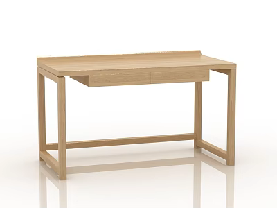 Simple Wooden Desk With Single Drawer And Natural Wood Finish Design 3d model