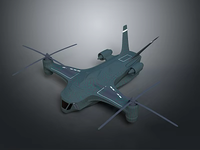 Modern Multirotor Aircraft 3D Model Featuring Dark Body And Four Propellers Design 3d model
