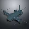 Modern Multirotor Aircraft 3D Model Featuring Dark Body And Four Propellers Design 3d model