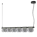Sleek Modern Linear Pendant Light Featuring Black Frame And Multiple Translucent Shades 3d model