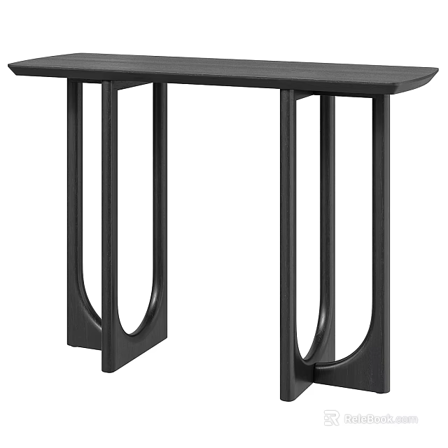 Modern Black Entryway Console Table With Geometric Leg Design And Sleek Minimalist Structure 3d model 