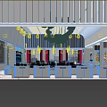 Modern Sales Office Interior With Chandeliers Negotiation Area And Sand Table