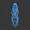 Blue Futuristic Sci Fi Vehicle With Stripes Open Cockpit And Sleek Design