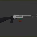 Black And Silver Tactical Shotgun With Colored Ammunition On Reflective Background 3d model