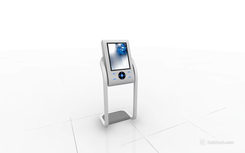 Modern White Display Stand With Interactive Screen And Control Panel For Retail Use 3d model 