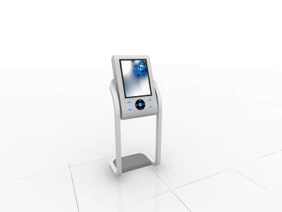 Modern White Display Stand With Interactive Screen And Control Panel For Retail Use 3d model