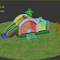 Colorful Outdoor Kids Inflatable Playground Equipment With Slide And Ball Pit