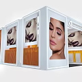 Laboratorio Cosmetico Beauty Exhibition Booth With Facial Ads And Interior Seating Area