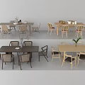 Modern Wooden Dining Table Set With Matching Chairs And Decorative Tabletop Items 3d model