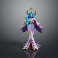 minutesElegant Fantasy Character With Blue Long Hair Ornate Headdress And Purple White Gradient Costume