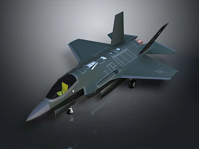 Modern Military Fighter Jet with Sleek Aerodynamic Cockpit Dark Green Paint and Sharp Wing Structure 3d model