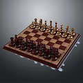 Classic Chessboard With Wooden Chess Pieces On Brown And Beige Squares