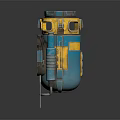 Blue Yellow 3D Mechanical Robot Character With Metal Structure Stand Support