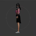 Kids Stylish Outfit With Pink Black Top Black Shorts White Shoes Headband And Arm Bands