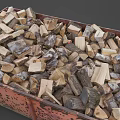 Heavy Duty Orange Perforated Metal Trailer Loaded With Stacked Firewood Logs