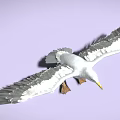 White Seagull with Open Wings Yellow Legs on Purple Background 3d model